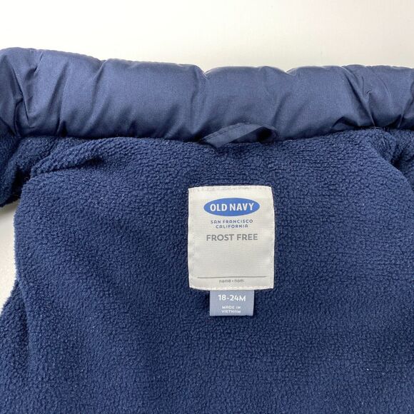 Old Navy Frost Free Unisex Baby's Puffer Vest Full Zip Blue Nautical Sz 18-24m - Picture 6 of 9